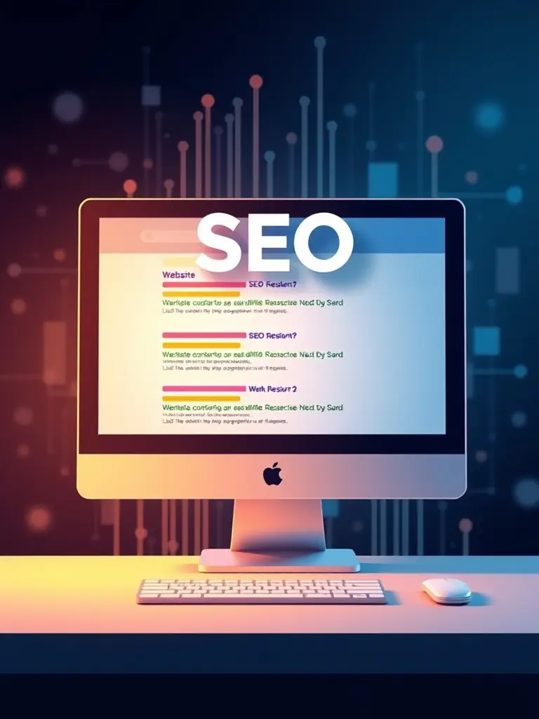 A visually appealing image showcasing a website's search engine results page (SERP) with high rankings, illustrating the effectiveness of SEO.